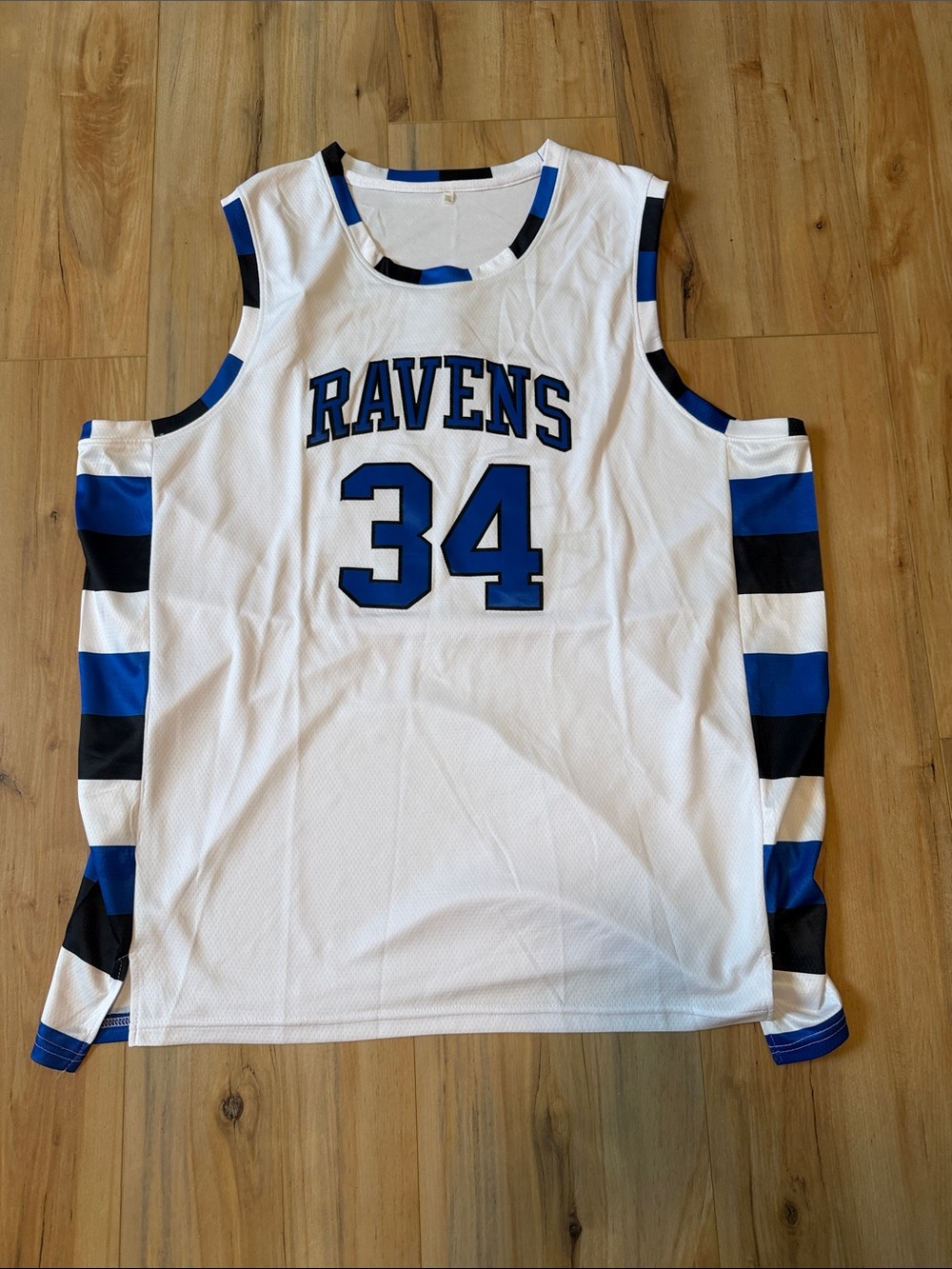 One Tree Hill RAVENS #34 White Basketball Jersey with Blue & Black Accents